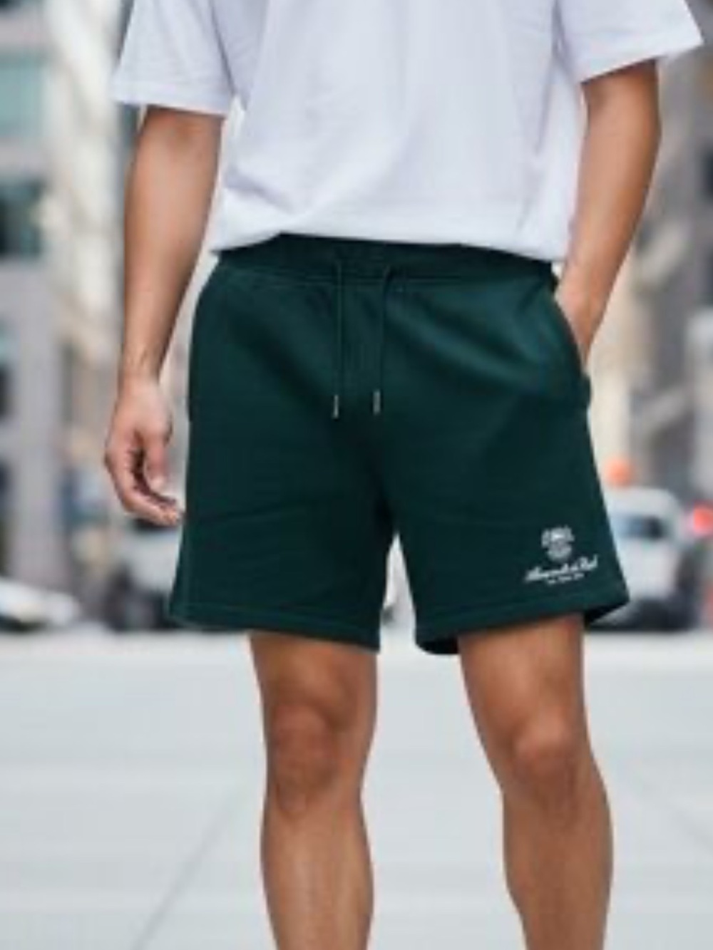 Abercrombie & Fitch Forest Green Soft A&F Relaxed Fit Sweat Short Fleece Size L - Picture 7 of 7